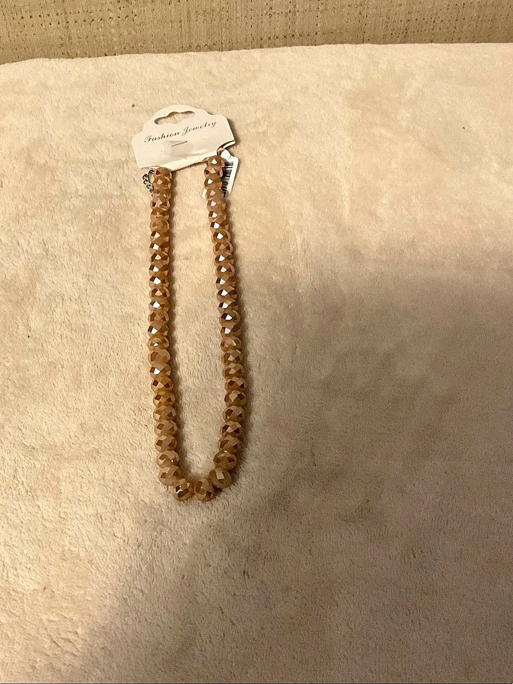 Glass Beaded Necklace in Brown & Gold NWT